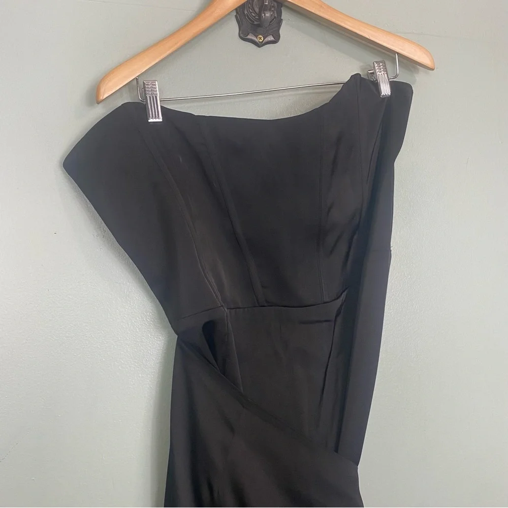 V Chapman The June Corset Black Front Slit Gown‎ Dress Size 16 FLAWED FLAWED